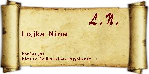 Lojka Nina névjegykártya